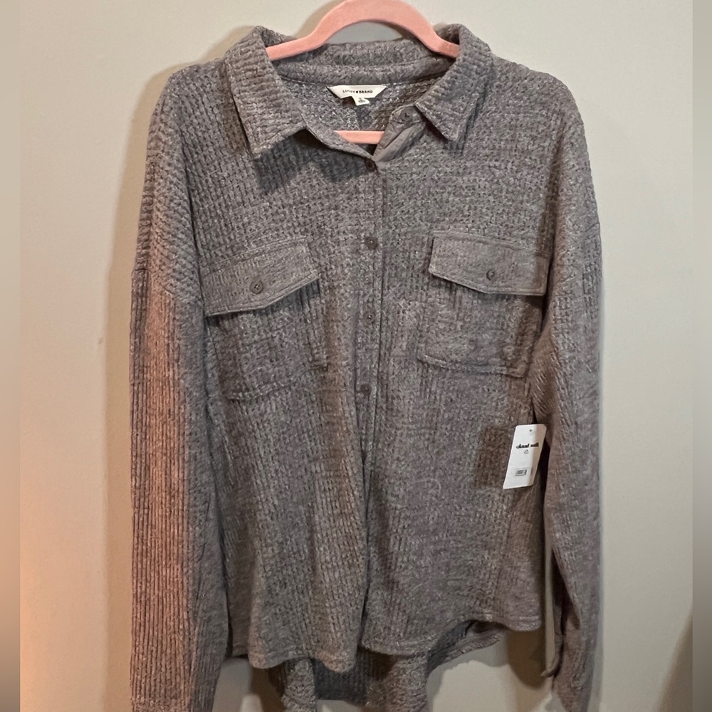 Lucky Brand Dark Gray Cloud Soft Tag Tee